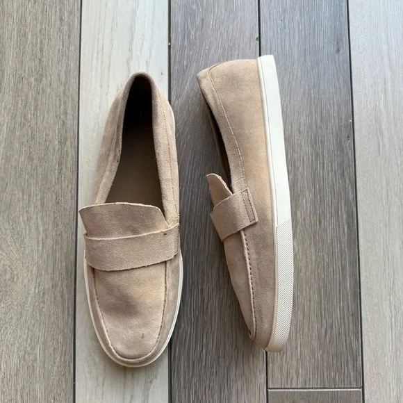 Vince Tan Suede Loafers Slip-On Style - Picture 3 of 9